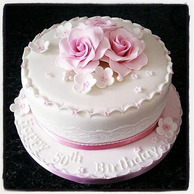 Vintage rose and lace birthday cake - Cake by Victoria - Cherrylicious Cakes