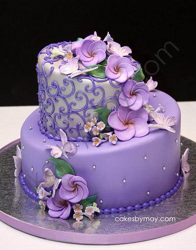 Butterflies and Frangipanis - Cake by Cakes by Maylene