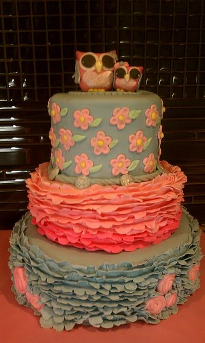 owl cake for baby showrr - Cake by Paula 