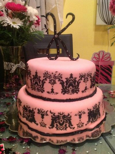 Classy Damask Birthday Cake - Cake by Concierge Confections By Selene