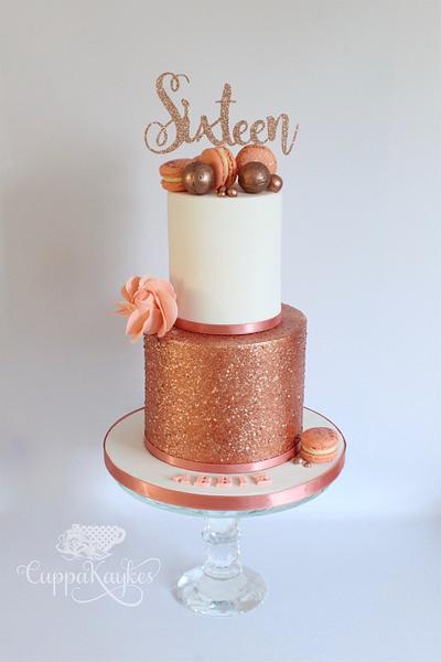 Rose gold sweet sixteen two tier cake  - Cake by Kaylu