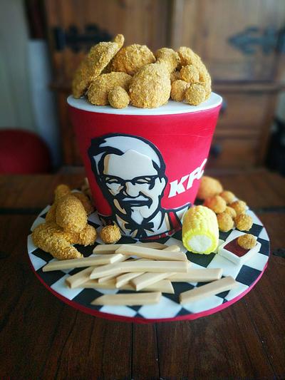KFC Bucket with Sides - Cake by Lisa-Jane Fudge