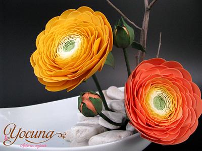 Ranunculos en Pasta de Azúcar - Ranunculus gumpaste - Cake by Yolanda Cueto - Yocuna Floral Artist