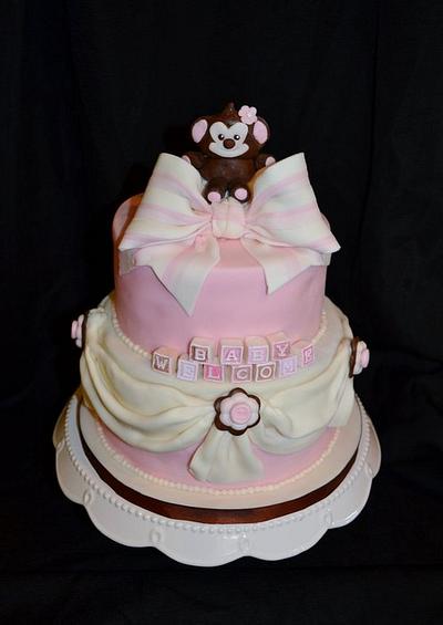 Baby Monkey and Bows Shower Cake - Cake by Jenny Kennedy Jenny's Haute Cakes