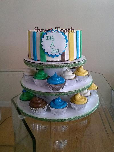 Baby Shower Cake and Cupcakes - Cake by Carsedra Glass