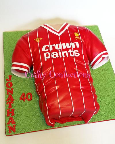 Vintage Liverpool football (soccer) shirt cake - Cake by Craftyconfections