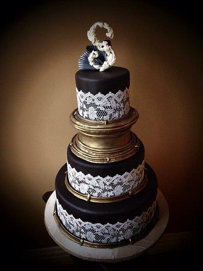 Lace and black wedding cake  - Cake by The Sweet Duchess 