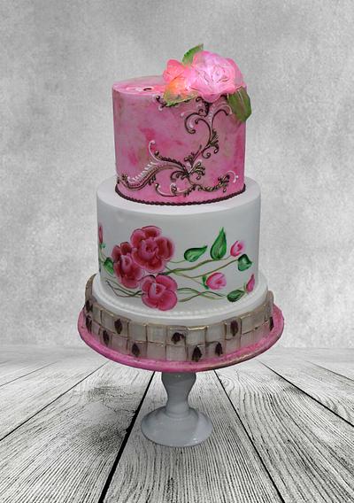 Pink & White Handcrafted  - Cake by MsTreatz