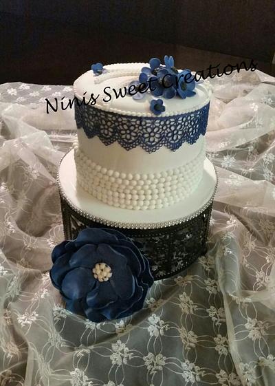 Midnight Blue Lace Cake - Cake by Maria