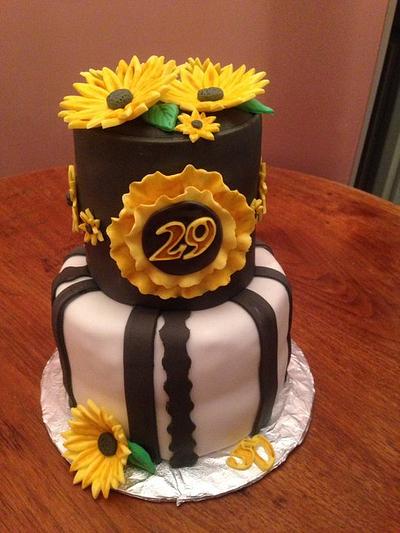 Black and White with Sunflowers - Cake by Megan