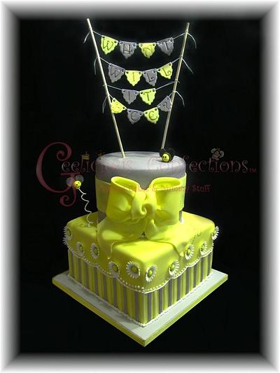 Yellow and Grey Reveal Cake!  "What will it Bee" - Cake by Geelicious Confections