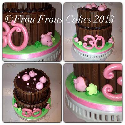 2 tier chocolate overload with pigs in mud - Cake by Frou Frous Cakes