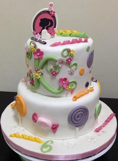 6th Birthday Barbie, Lollie Girly Cake - Cake by MariaStubbs