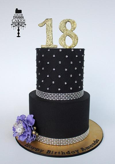 Black and Bling for a 18th birthday  - Cake by Color Drama Cakes