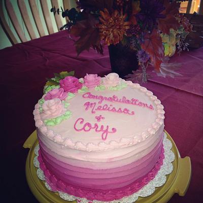 Pink/burgundy ombre with textured sides - Cake by Alyssa