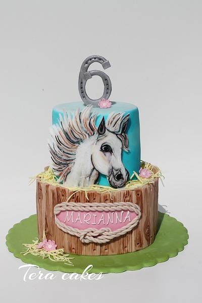 Cake with hand painted horse - Cake by Tera cakes