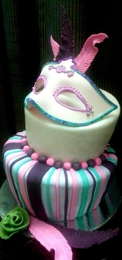 Masquerade Topsy Turvy Cake - Cake by TheCupcakeShop