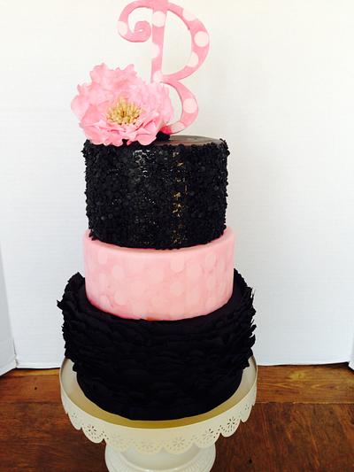 Black & Pink Birthday Cake - Cake by SugarBritchesCakes