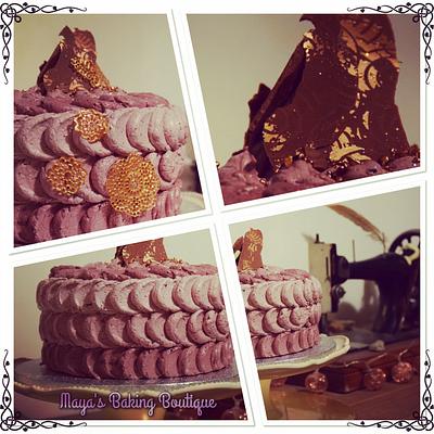 Chocolate cake with black cherry Italian meringue buttercream - Cake by Mayasbakingboutique