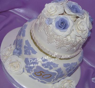 50th Anniversary Cake, Lavender & White - Cake by Julie Tenlen