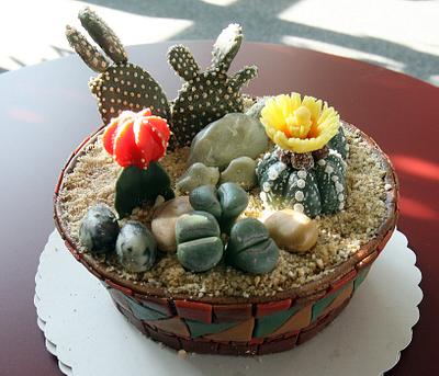 Pot with cactus - Cake by Alena