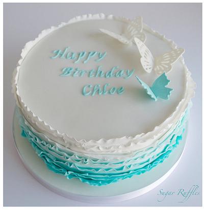Turquoise Ombre Butterfly Cake - Cake by Sugar Ruffles