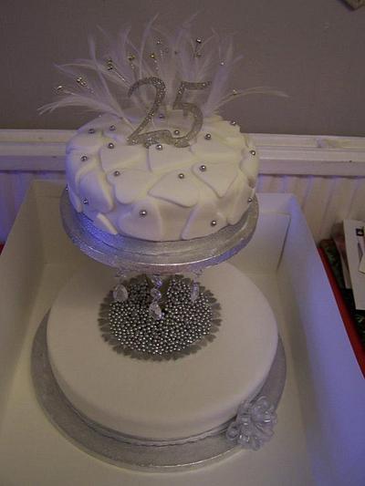 25th Anniversary cake silver and white - Cake by cupcakes of salisbury