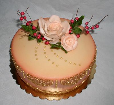 Peach roses - Cake by Petraend
