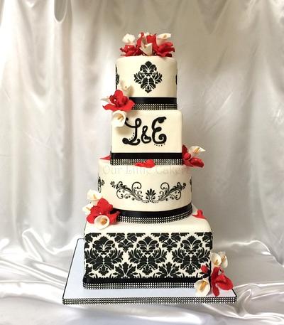 Damask Wedding cake - Cake by gizangel