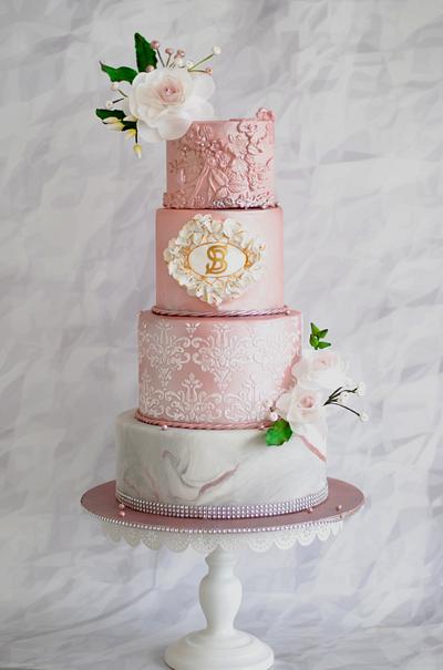 Rose gold wedding cake  - Cake by Archana