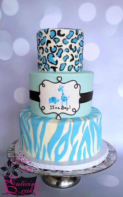 Animal Print Baby Shower Cake - Cake by Enticing Cakes Inc.