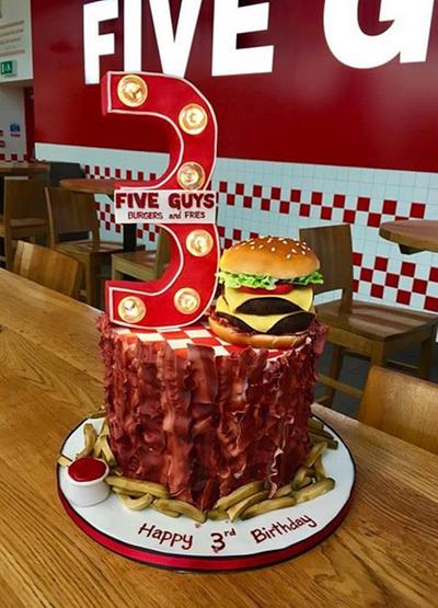 Five guys, burger and fries cake - Cake by Maria-Louise Cakes