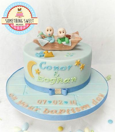 Twin boys Christening Cake & Treats - Cake by .