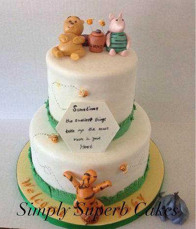 Pooh Bear Baby Shower Cake - Cake by Simply Superb Cakes