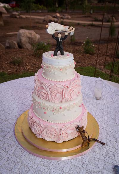 Ribbon Rose Wedding Cake - Cake by Loretta