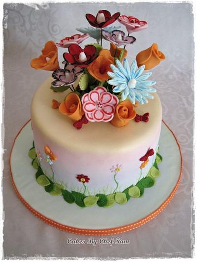 Vellum styled flower cake - Cake by chefsam