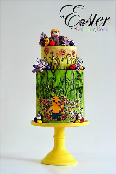The Easter Egg Hunt - Easter Coloring Book Cake Collaboration - Cake by Bobie MT