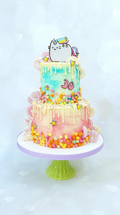 Pusheen cat unicorn drip cake  - Cake by Vanilla Iced 
