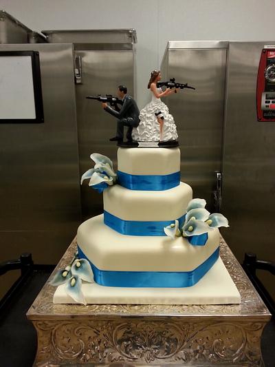 Blue Calla Lily Wedding cake - Cake by Danielle