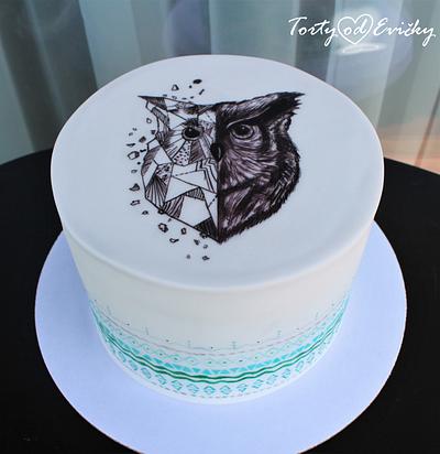 Painted owl cake - Cake by Cakes by Evička