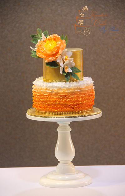 Ruffles and gold  - Cake by Signature Cake By Shweta