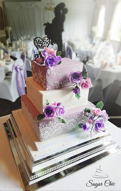 Lilac, Lace & Roses - Cake by Sugar Chic
