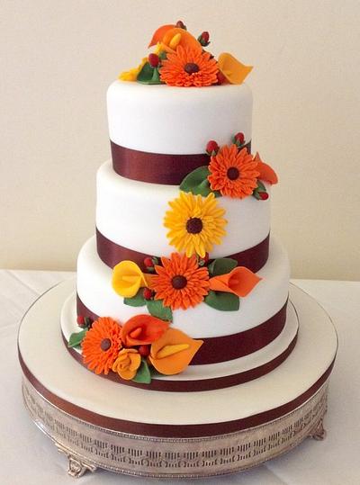 Autumn colour wedding cake - Cake by Keeley Cakes