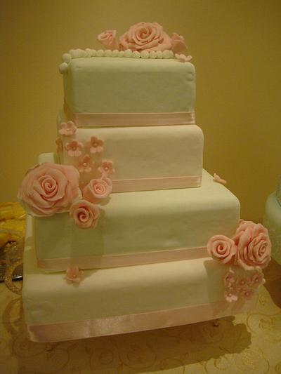 Vintage Rose Wedding Cake - Cake by Sweet Blossom Cakes