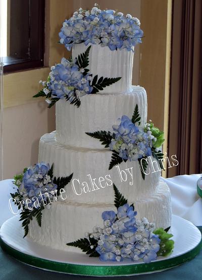 Rustic Wedding with Fresh Hydrangea - Cake by Creative Cakes by Chris