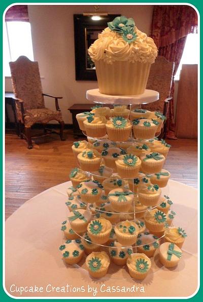 Teal wedding cupcake tower - Cake by Cupcakecreations