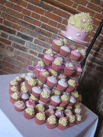 Pink and White Wedding Cupcake Tower - Cake by Sam Harrison
