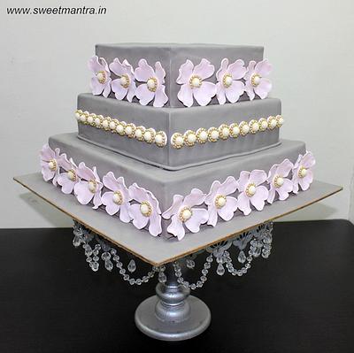 3 tier fondant wedding cake - Cake by Sweet Mantra Homemade Customized Cakes Pune