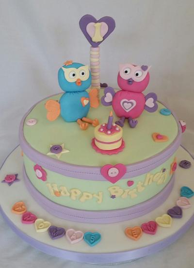 owl twin birthday cake - Cake by Helen Campbell