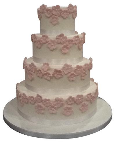 Pink and White Blossom Wedding Cake - Cake by Let's Eat Cake